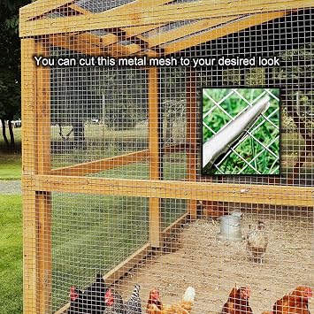 Stainless Steel Welded Wire Mesh 304, 1/2 inch Square Hardware Cloth, Hardware Cloth Wire Mesh, Garden Fence for Chicken Coop Pen Vegetables Garden Animal Control(1.2mX15m(47.2inX49.2ft))