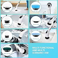 Vista 6 de LICHIFIT Limpiador eléctrico giratorio, cepillo de limpieza de ducha inalámbrico impermeable con cabezales de cepillo reemplazables y mango
