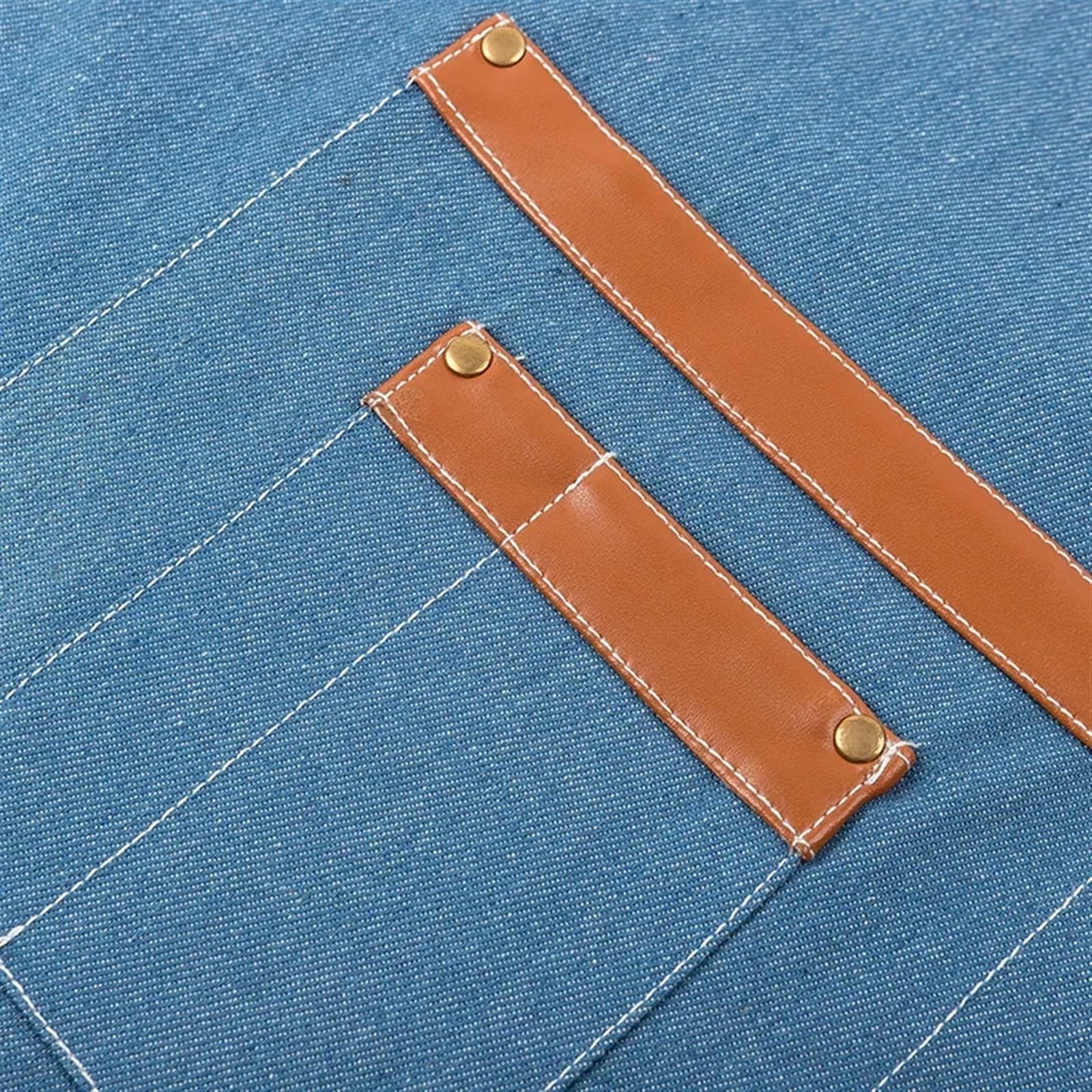 Delantal de Trabajo con Bolsillos Delantal vaquero for hombre y mujer, delantales de cocina, tela vaquera, Mandiles trabajo, bolsillos múltiples, camarero, limpieza restaurante