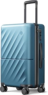 Carry On Suitcase, 20 Inch Carry-On Luggage with Double Spinner Wheels, Anti-Burst Zipper, Hard Case PC Suitcase Carry On, Lightweight Travel Luggage, TSA Approved (Topaz Blue, Hudson)