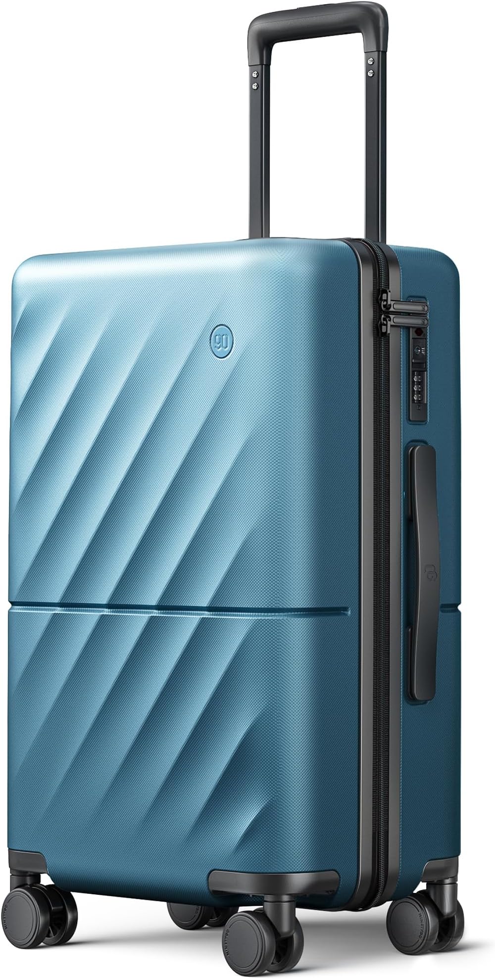 NINETYGO Carry On Suitcase, 20 Inch Carry-On Luggage with Double Spinner Wheels, Anti-Burst Zipper, Hard Case PC Suitcase Carry On, Lightweight Travel Luggage, TSA Approved (Topaz Blue, Hudson)