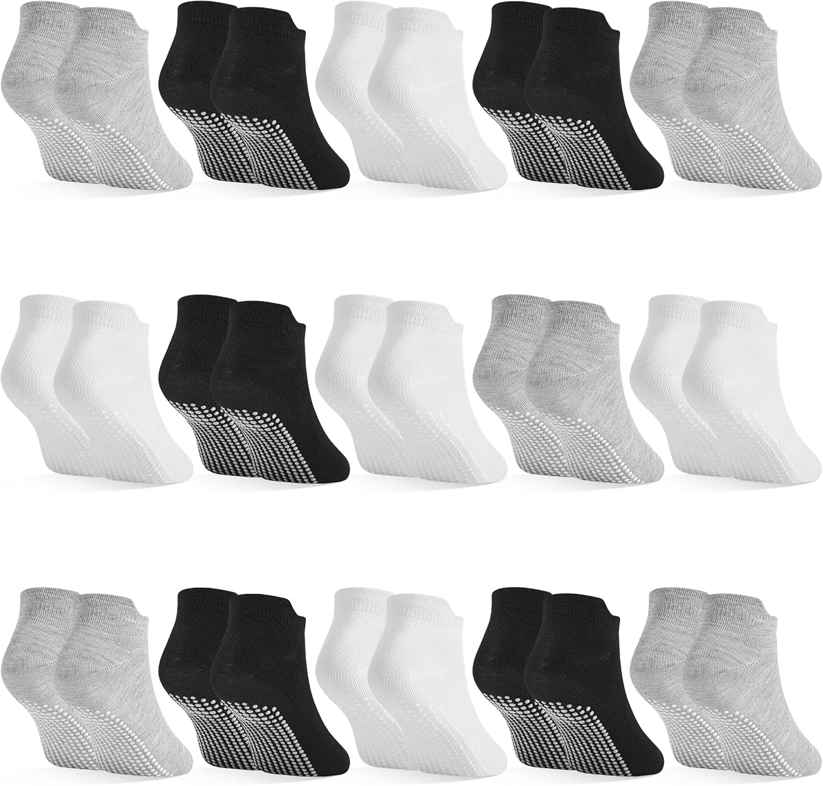 HYCLES 15 pares de calcetines para niños pequeños, calcetines de agarre para niños de 6 a 12 meses, de 1 a 7 años, calcetines tobilleros antideslizantes para bebés, niños y niñas