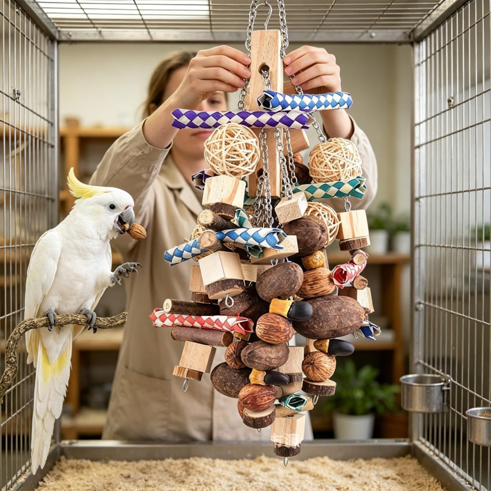 Ptasie zabawki Drewniane gryzaki rattanowe naturalne wzbogacenie i artykuły