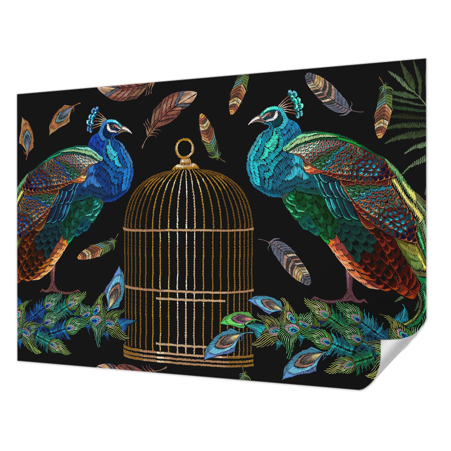 Décor mural adhésif haute qualité panoramique image de paon luxe