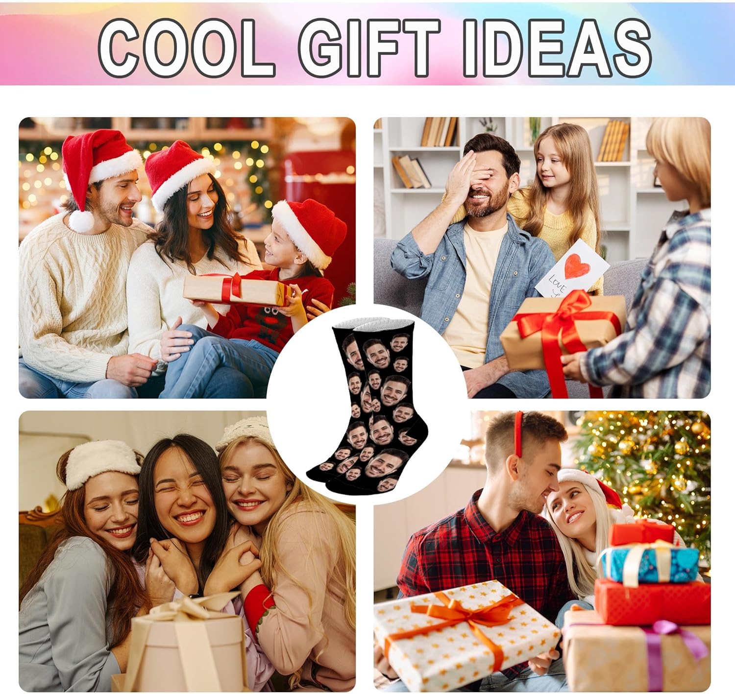 Artsadd Custom Face Socks with Picture, Personalized Socks with Dog Cat Photo, Customized Unisex Funny Gifts for Men Women - Image 7