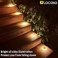 Vista 8 de Lacasa Paquete de 4 Luces Solares para Terraza Exterior Impermeables LED, Luces de Escalón de Jardín con Energía Solar para Entrada y Muelle Marino