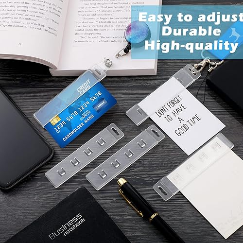 Miniatura 3 de Sinmoe Soporte para tarjetas de identificación vertical, de plástico transparente, clips de identificación de medio lado, clips de identificación