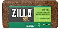 Zilla Coconut Husk Brick Reptile Bedding - 100% Organic Coconut Fiber Substrate for Humidity Control, Tropical Terrariums & Egg Incubation