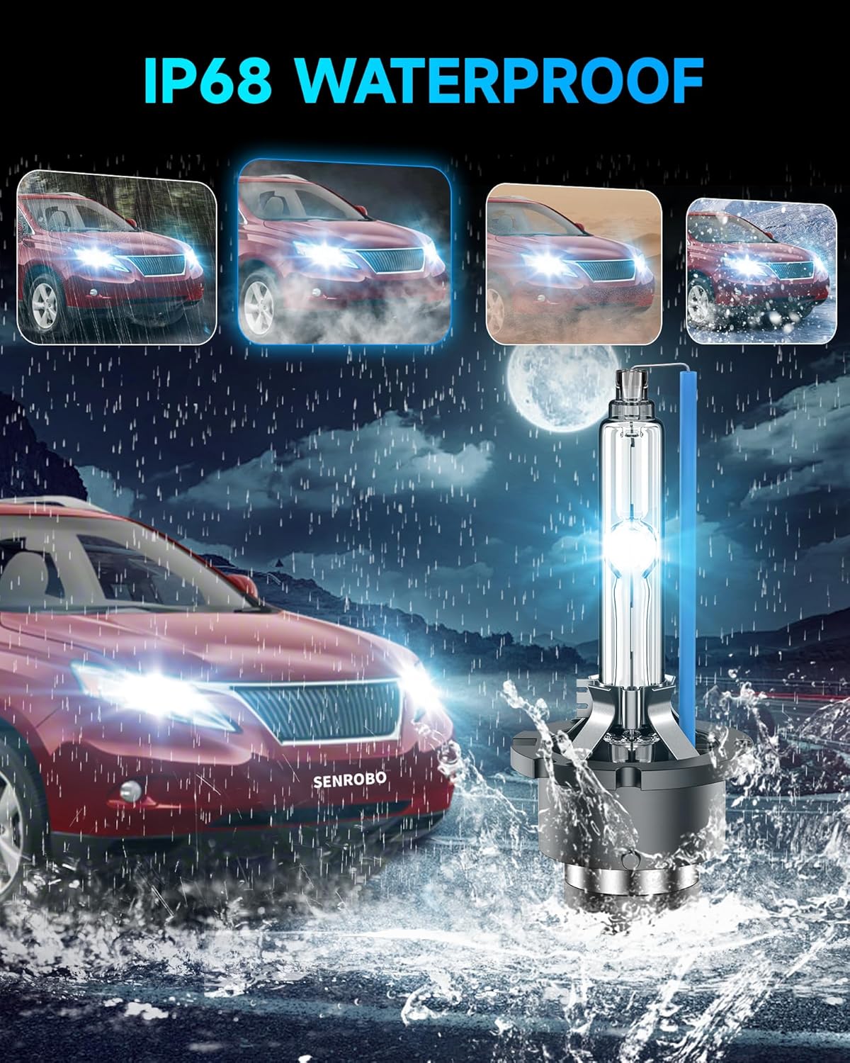 Fit for Infiniti FX35 FX37 FX45 FX50 QX60 QX50 QX56 QX80 M56 M35 OEM 35W Projector Low Beam D2S HID Xenon Headlight Bulbs Replace, 8000K Blue Super Bright D2SC1 Bi-xenon Light, Pack of 2