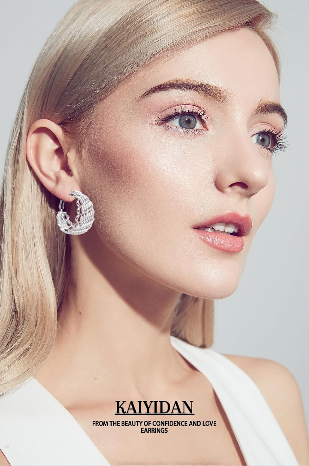 Silver Hoop Earrings For Women Trendy,Silver Chunky Big/Thin/Medium Multi Rainbow Colored Cubic Zirconia Dangle Huggie Geometric Square CZ Hoops,Birhtday Fashion Jewelry Gift. - Image 2