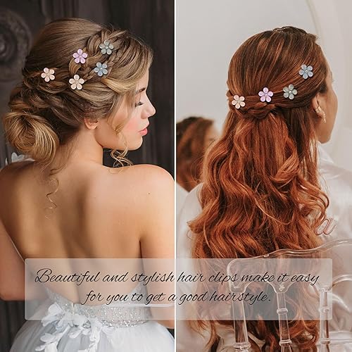 Miniatura 4 de YISSION 20 pinzas para el pelo con flores pequeñas con diamantes de imitación para niñas y mujeres, horquillas de pelo de flores elegantes, lindos