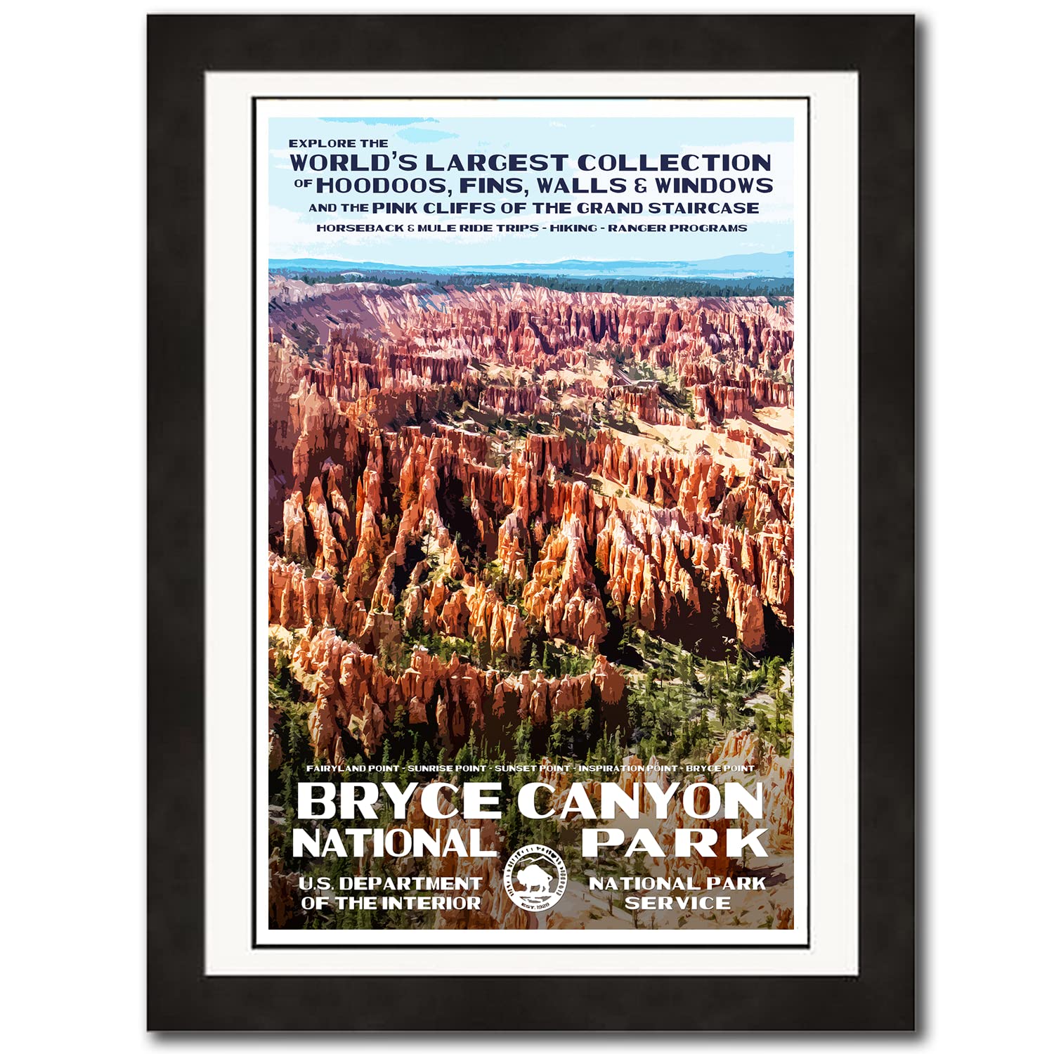 Bryce Canyon National Park Poster - Original Artwork - 13" x 19" by Rob Decker - WPA Style