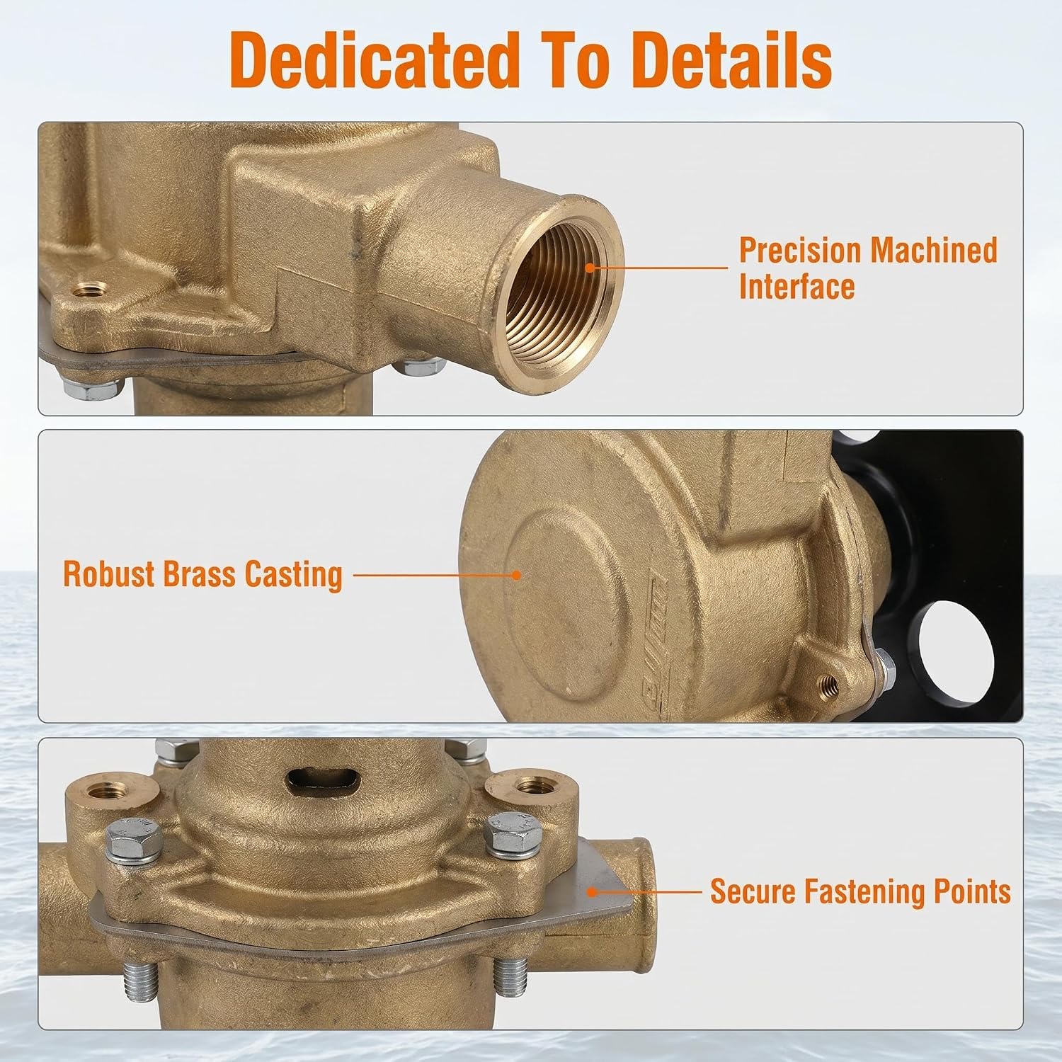 RA057007 Raw Sea Water Impeller Pump Fit for Sherwood Pleasurecraft & Ski boat G20, G21, 302, 351 / Jabsco 18830-0010