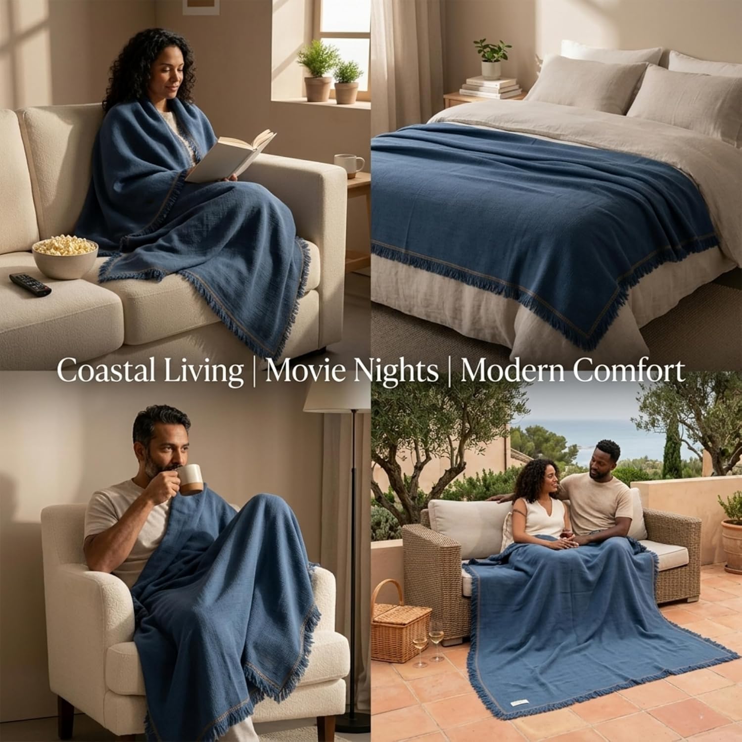 Odin Waffle Throw Blanket with Tassels - 50x66 Inch - 100% Turkish Cotton Tencel Breathable Blend Lightweight Blanket for Couch, Sofa, Bed