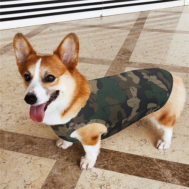 Foto 4 de 8 de Camisas Retro de Camuflaje para Perros, Ropa Estampada para Mascotas, Camisas para Cachorros