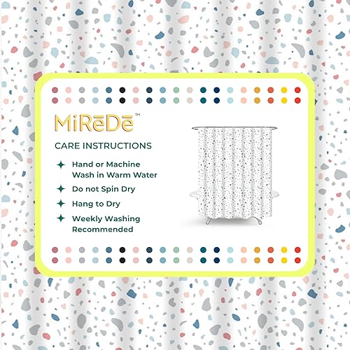 Miniatura 6 de Cortina de ducha impermeable de 72 x 72 pulgadas, cortina de baño de tela con dobladillo pesado y ojales inoxidables, diseño moteado lavable con 12