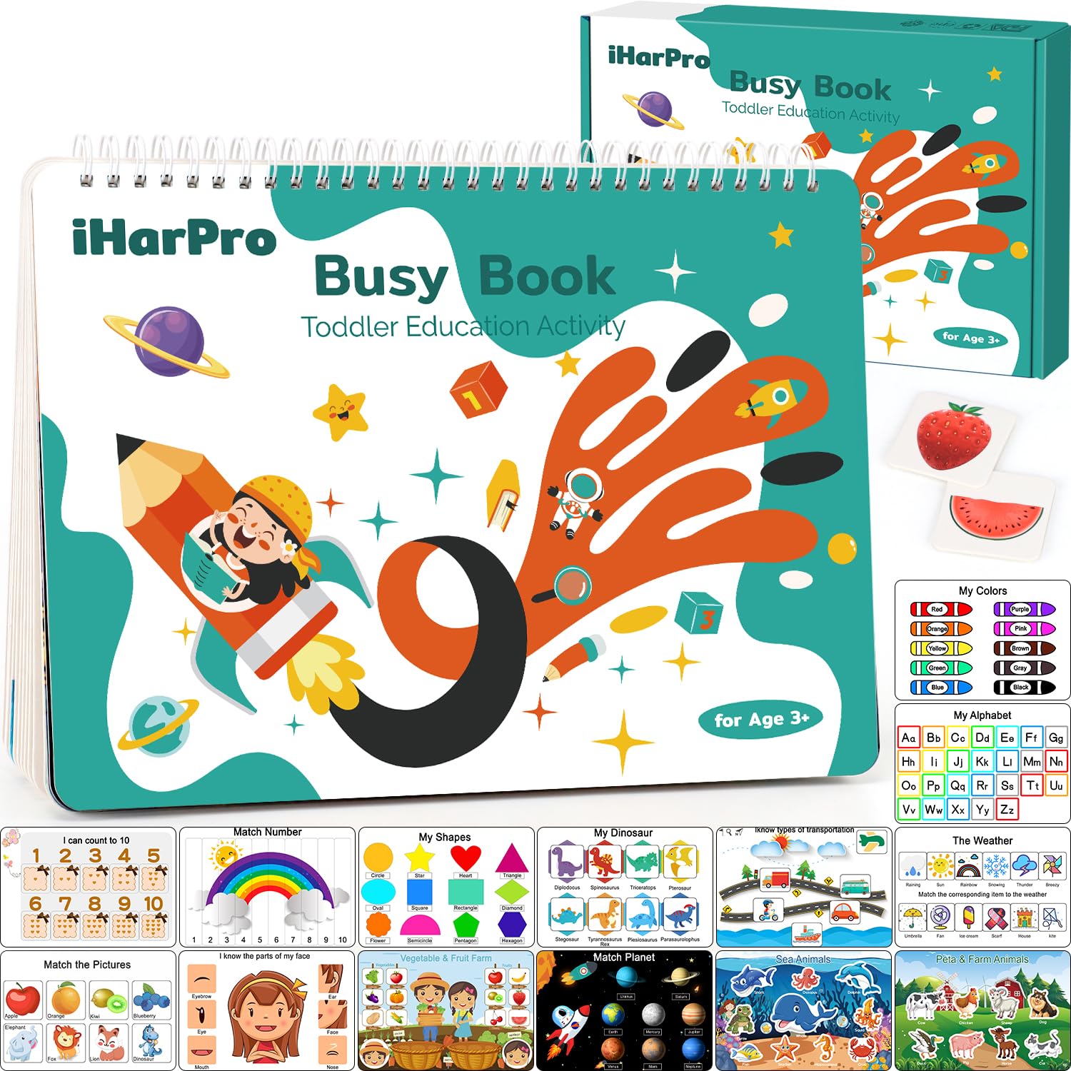 iHarPro Busy Book for Toddlers Ages 3‑5, Montessori Preschool Activity Book