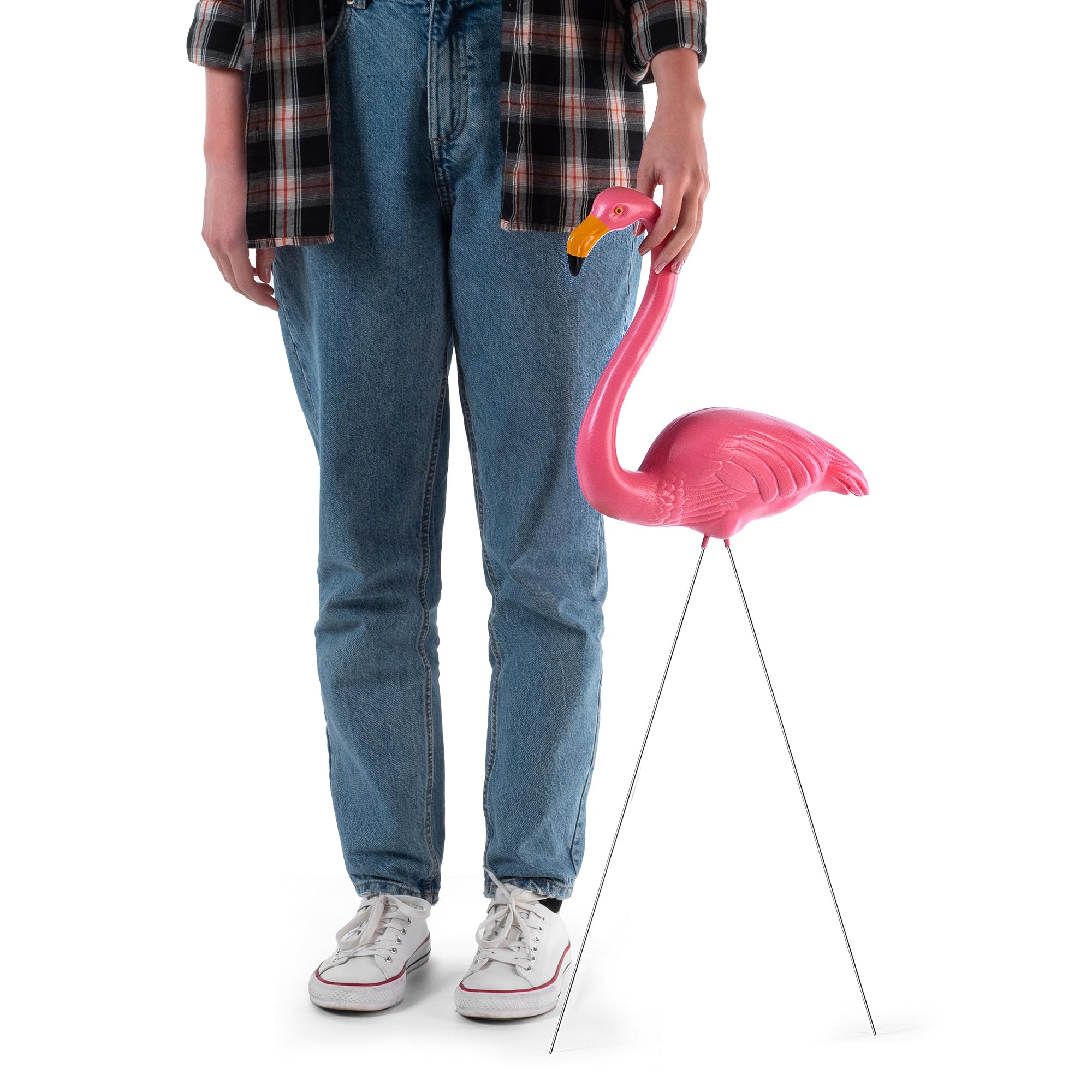 KADAX Lot de 2 figurines de flamant rose de jardin de 83 cm - Flamant rose - Piquet de jardin en plastique - Figurine de jardin - Oiseau exotique - Figurine de bassin rose - Décoration de jardin pour