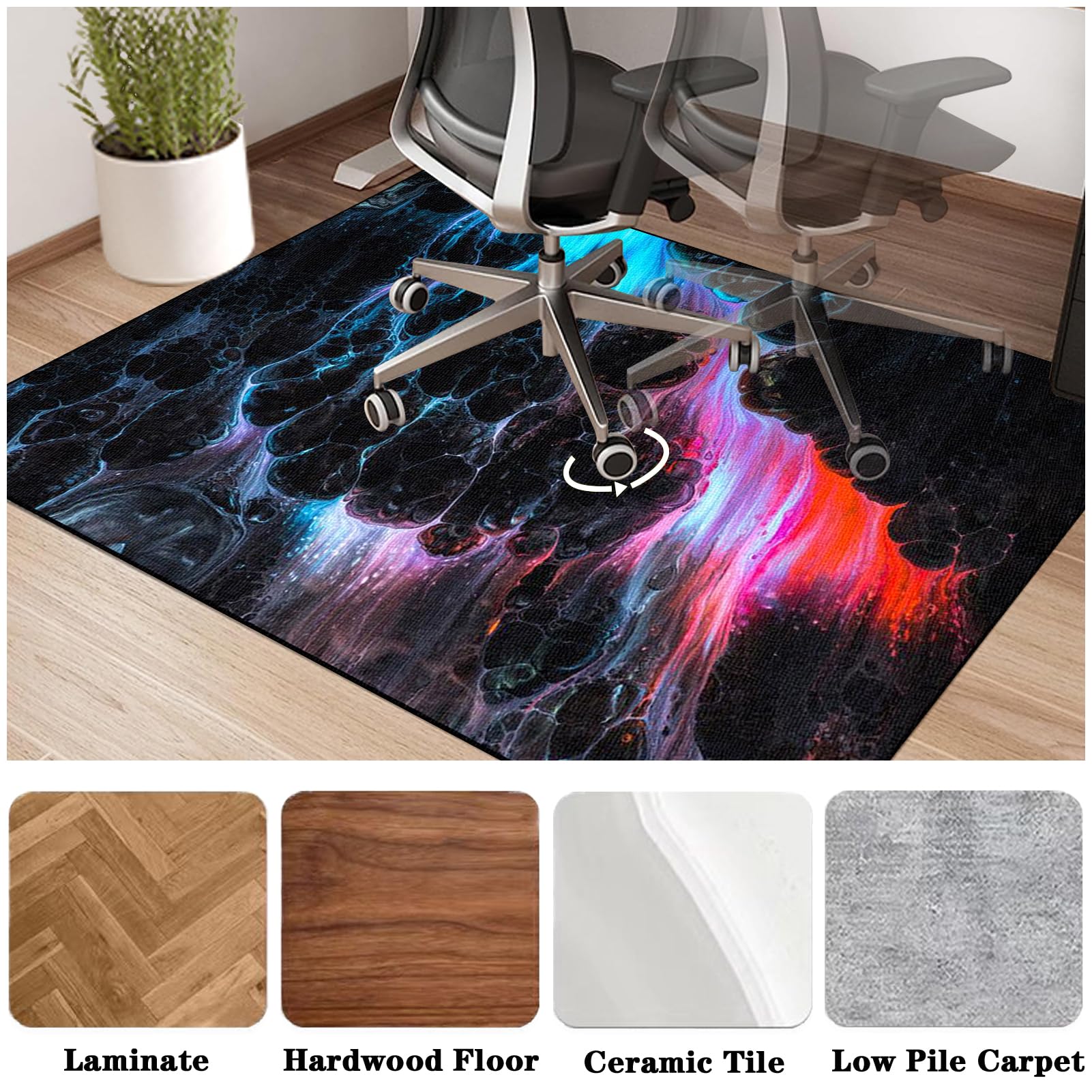 Tapis de Chaise Bureau Antidérapant Tapis de Chaise Gaming pour sols en Bois Dur, Tapis de Sol pour Fauteuil Gaming, Tapis Protège Le Sol, Protège Parquet Chaise roulettes 130 x 160 cm