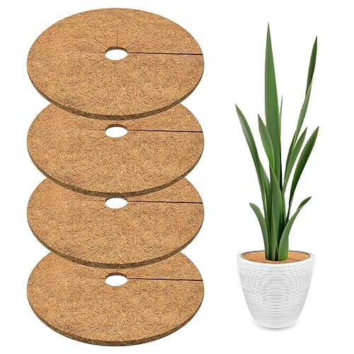 Lot de 4 Tapis de Coco Souple 25cm, Disque Paillage