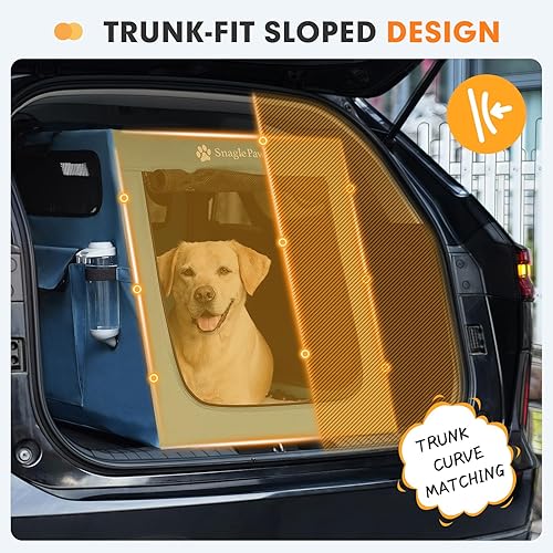 Miniatura 2 de Snagle Paw Jaula portátil para perros para viajes en automóvil, jaula de viaje plegable para perros grandes con marco de metal y ventanas de malla