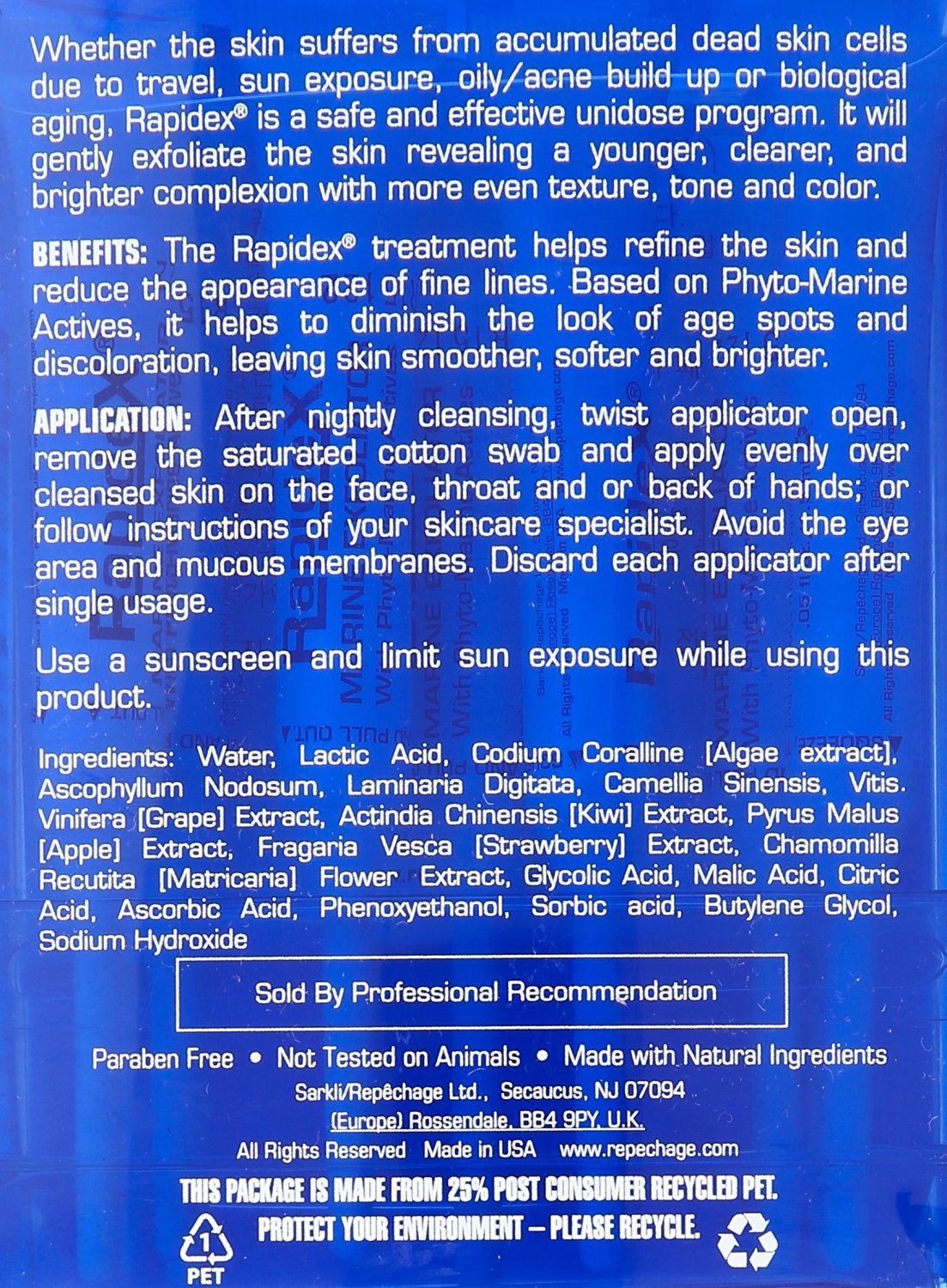 Repechage suave exfoliante cara para anti envejecimiento exfoliante facial natural con glicólico y alfa hidroxiácidos de limpieza profunda de los poros y abrillantadores piel Rapidex 14 recuento