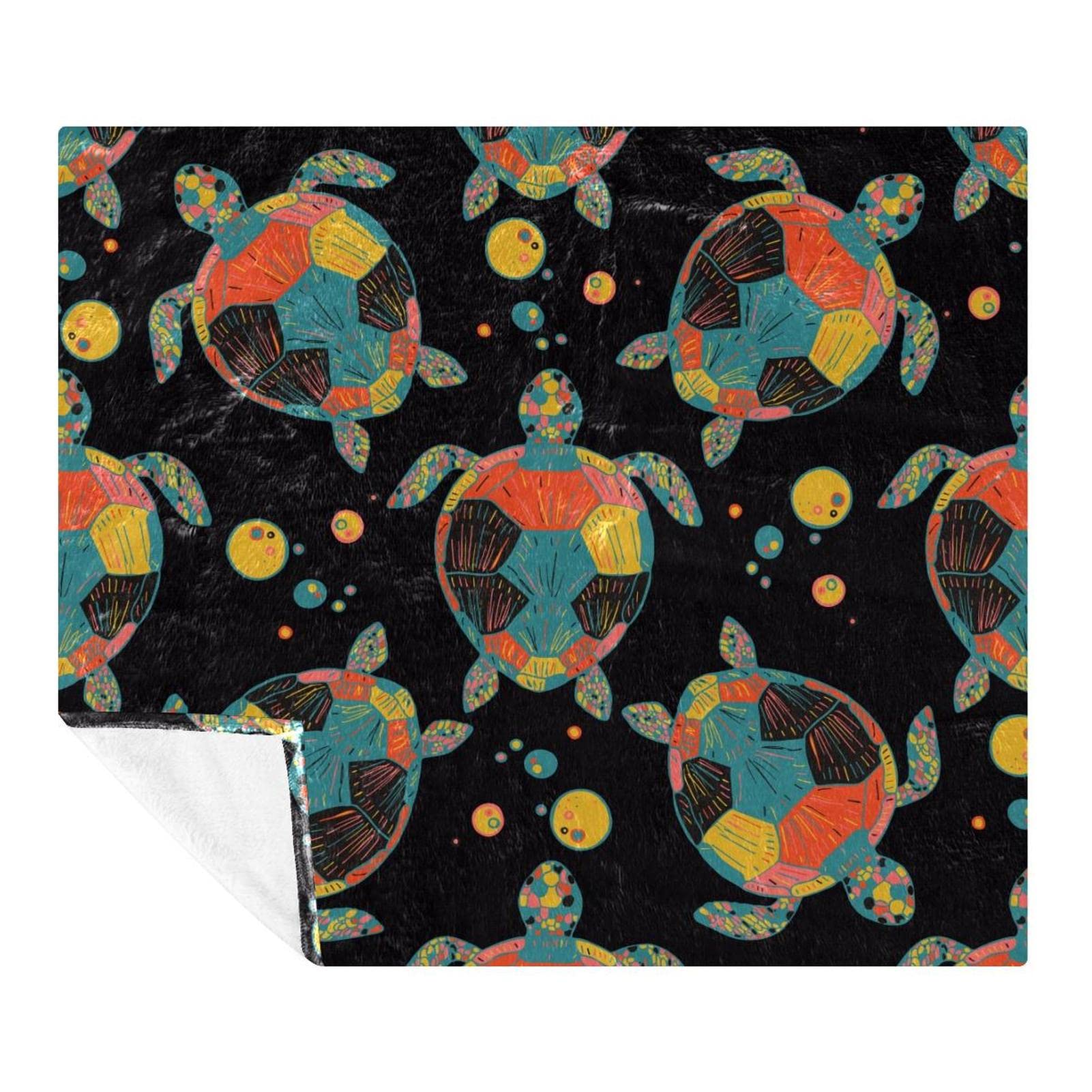 Plaid tortue de mer en polaire microfibre 150x130 cm