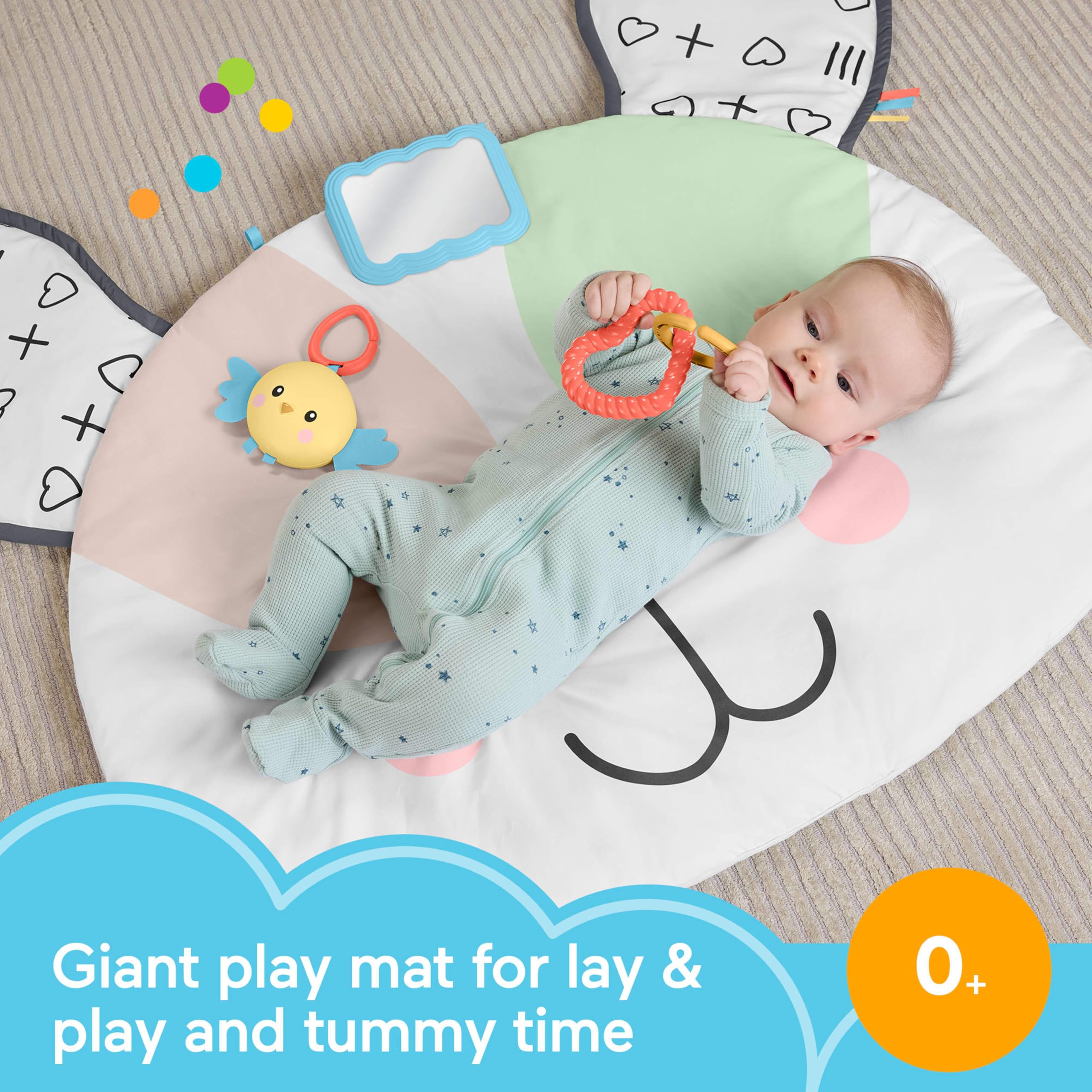 Fisher-Price Baby Tummy Time Toy, Puppy Perfection Giant Play Mat with Sensory Development Activities for Newborns 0+ Months, HYR51 - Image 2