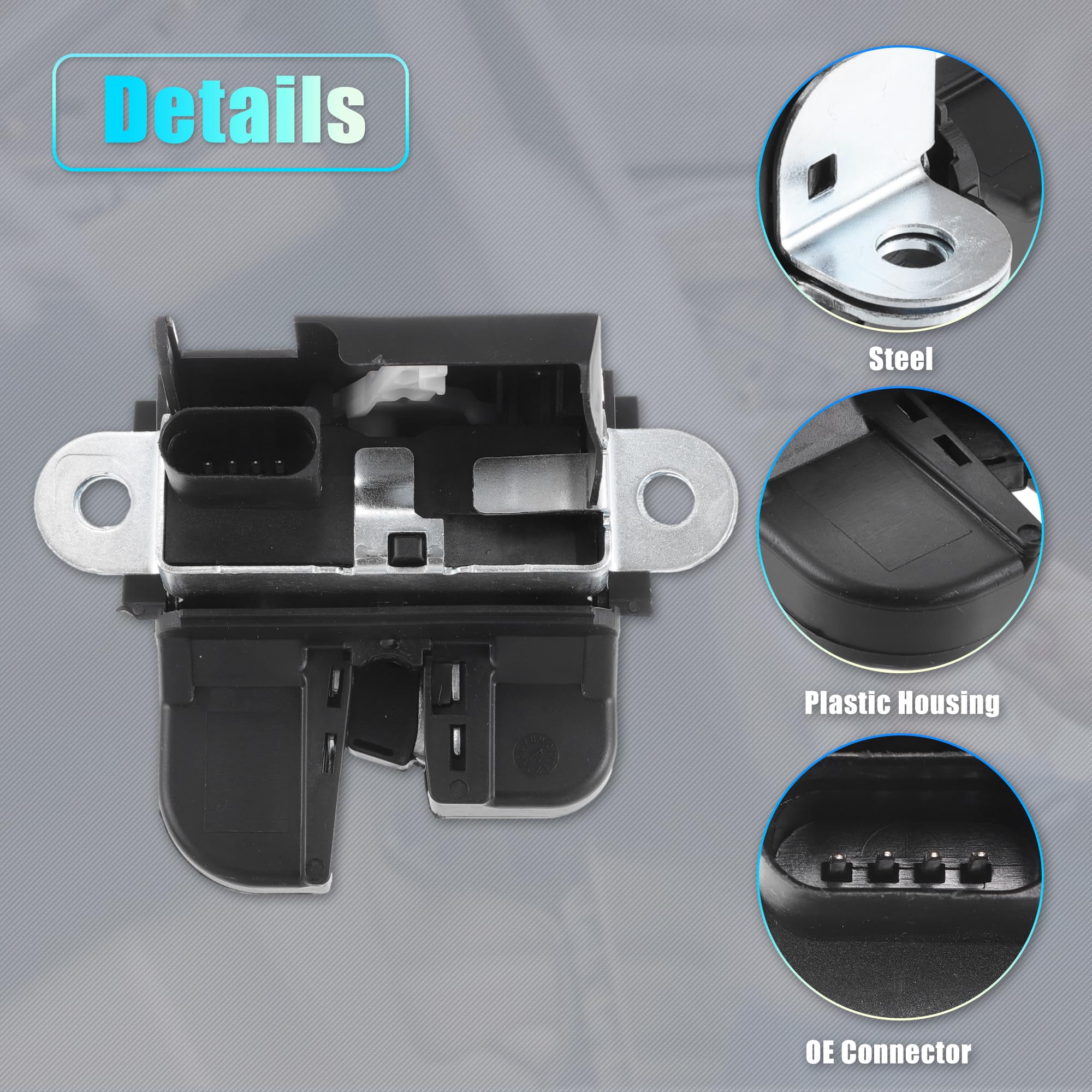 QUARKZMAN Serratura di Ricambio per Portellone Posteriore per VW POLO, Attuatore di Blocco Portellone No.6R0827505B/6R0827505C Nero