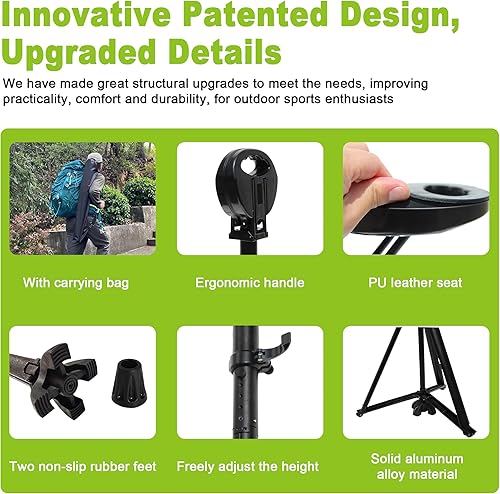 Miniatura 5 de ALEVMOOM Bastón plegable con asiento para hombres y mujeres, silla portátil de caña de carga máxima de 440 libras, bastón con asiento para personas