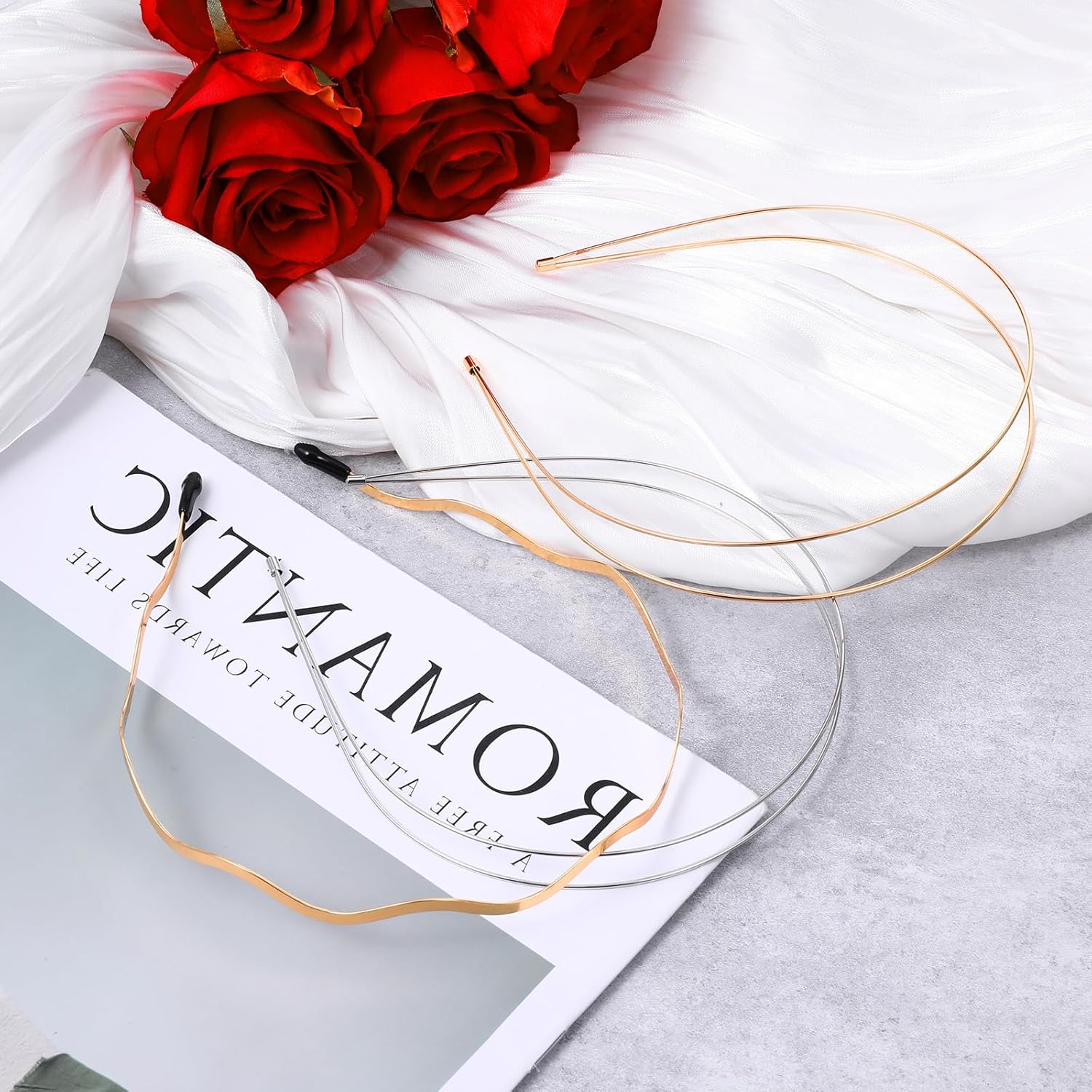 3 Pcs Metal Headband, Gold & Silver Double Headbands for Women, Metal Wavy Headband, Simple Elegant Thin Head Band for Valentine's Day Gifts, Bridal Wedding Birthday Party - Image 7