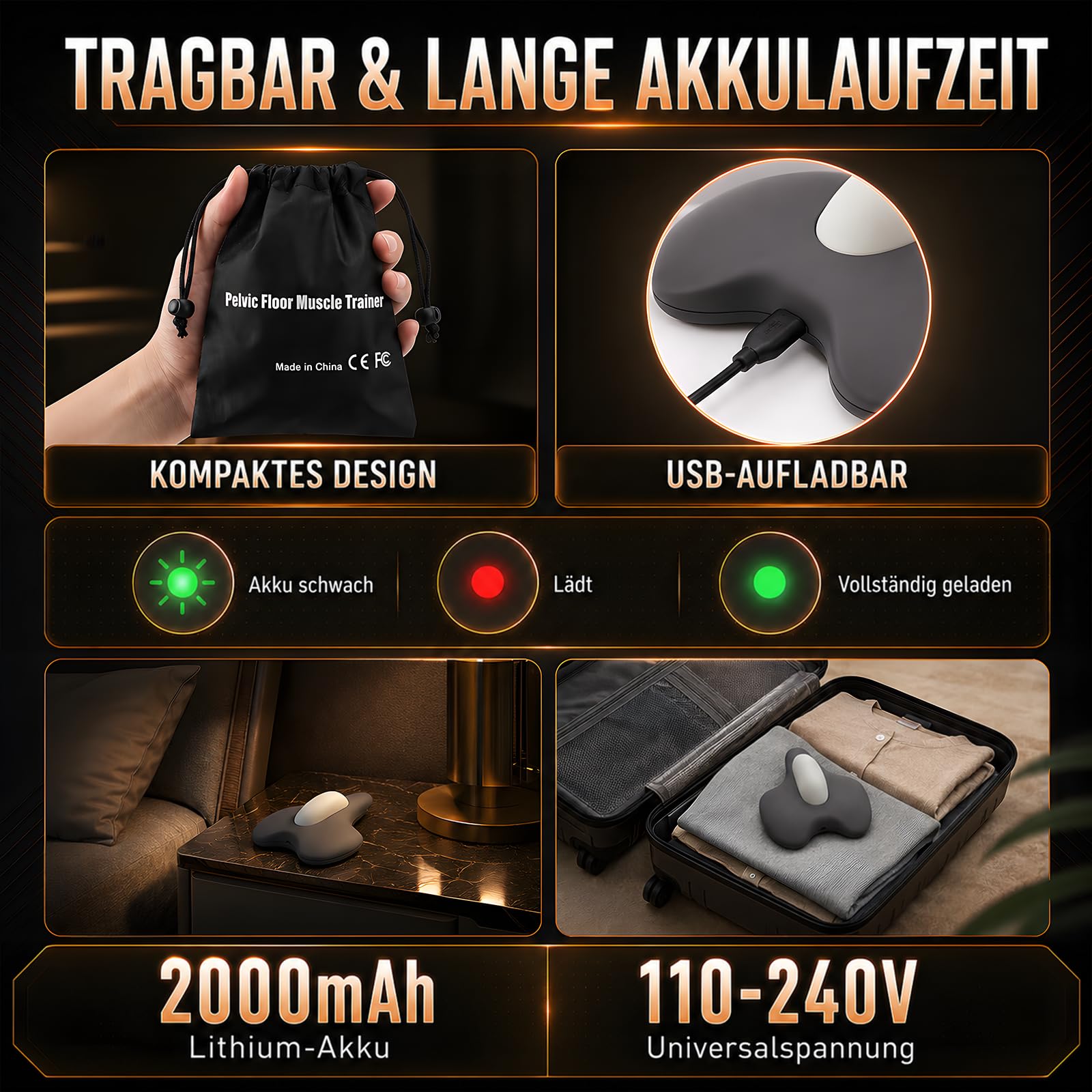Beckenbodentrainer für Maenner und Frauen elektrisch, mit Wärme, Vibration, Luftkissen, 5 Intensitätsstufen, Fernbedienung, Tragbar für Blasenkontrolle, Muskelstärkung und Rehabilitation