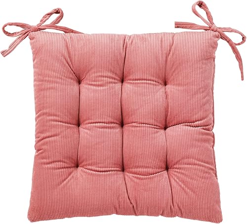 HLOVME Cojín de pana para silla con lazos, ultra suave y cálido, para niños, rincón de lectura, cómodo cojín de asiento cuadrado para adultos, 15.7