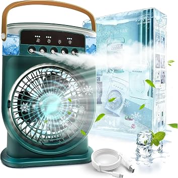 arjl  Buharl  Vantilat r - Ultra G l  3 Kademe So utucu Fan, 5 Seviye Buhar  fleme, 600 ml Su Kapasitesi, Uzun  arj  mr , 180 Derece Manevral , Ev Ofis Kamp  in Kablosuz Portatif Vantilat r [Enerji S n f  A++]