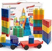 Cossy 120Pcs Magnetic Tiles Building Blocks Set - Stronger Magnets, Educational STEM Toys for Kids 3-8 Boys Girls
