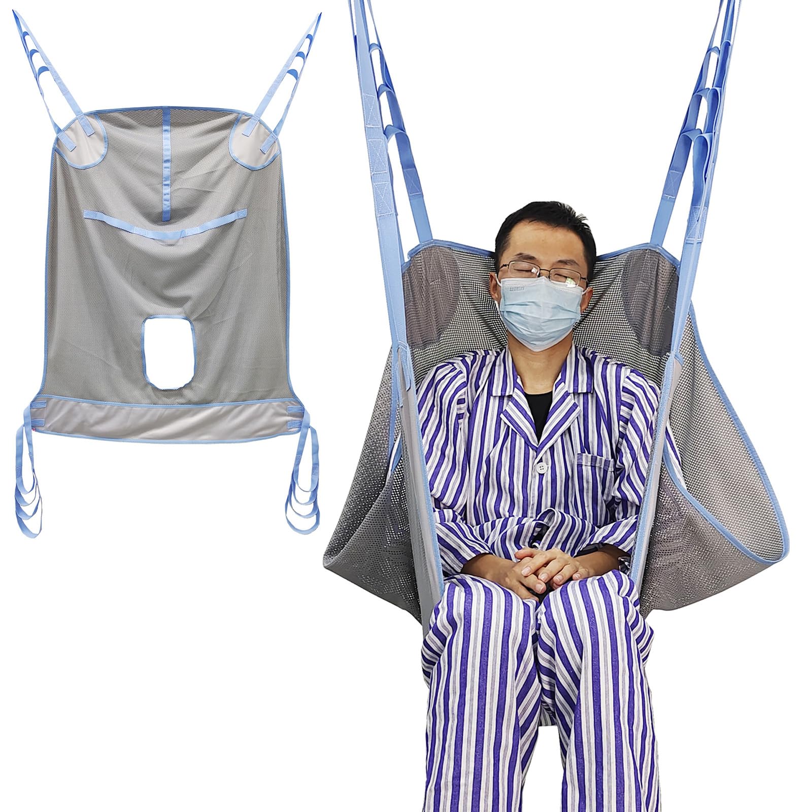 Arnés de Transferencia con Tela de Malla, arnés Universal para el Cuerpo Entero para Inodoro con Abertura para Inodoro, arnés de elevación para Pacientes, Capacidad de Peso de 500 Libras,XXL