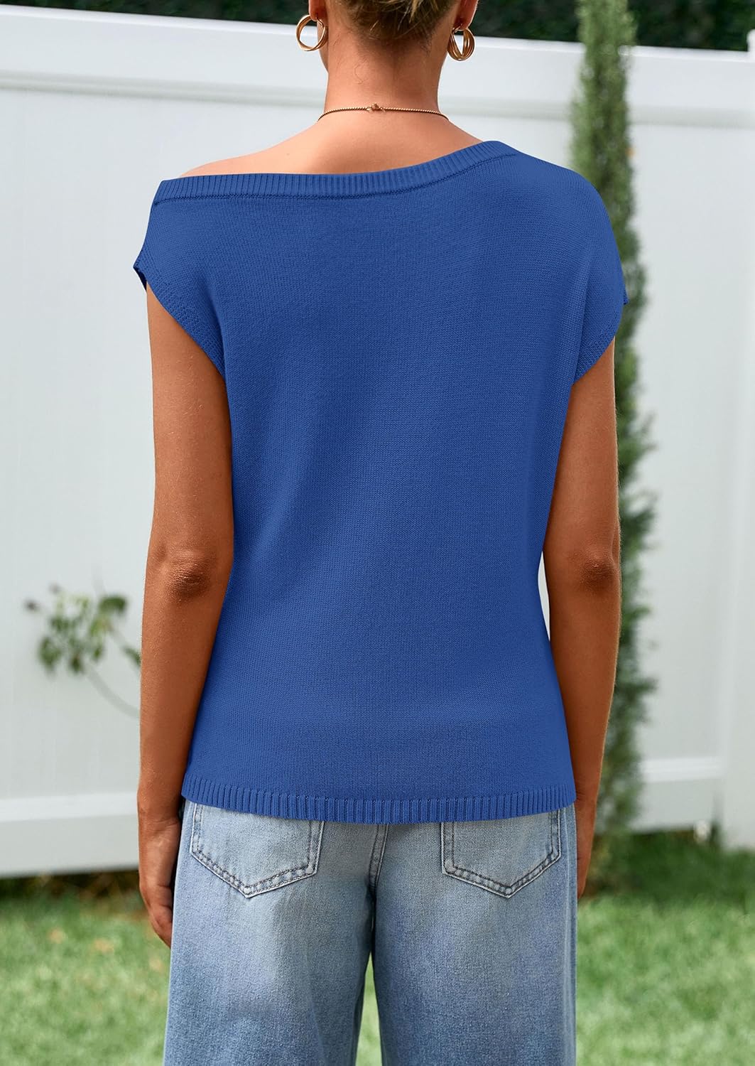 PRETTYGARDEN Womens Off The Shoulder Tops 2026 Summer Casual Short Sleeve Tunic T Shirts Lightweight Knit Sweaters - Image 6