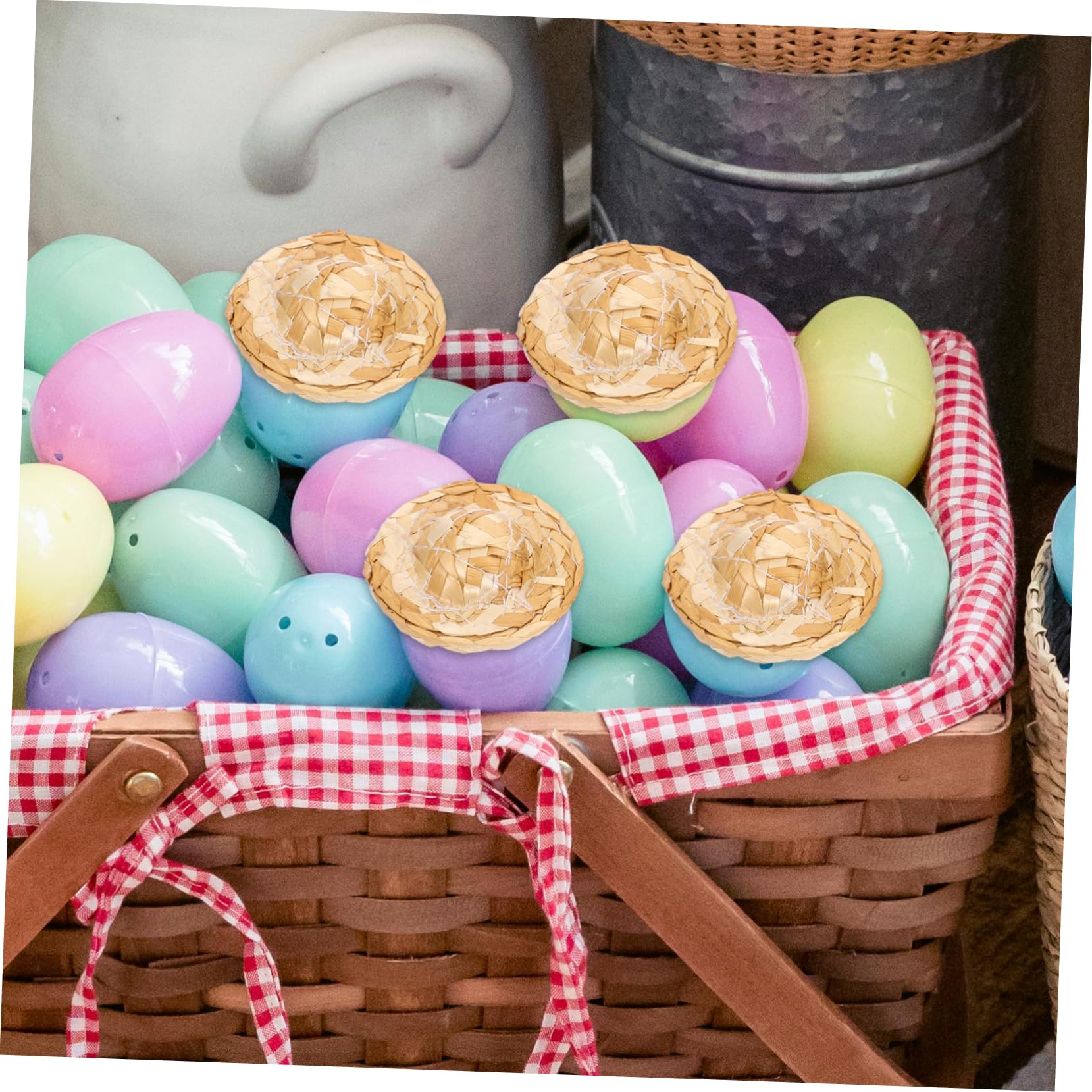 3 Stück Miniatur Strohhüte Für Puppen - Handgefertigte Bastelhüte 17cm Krempe