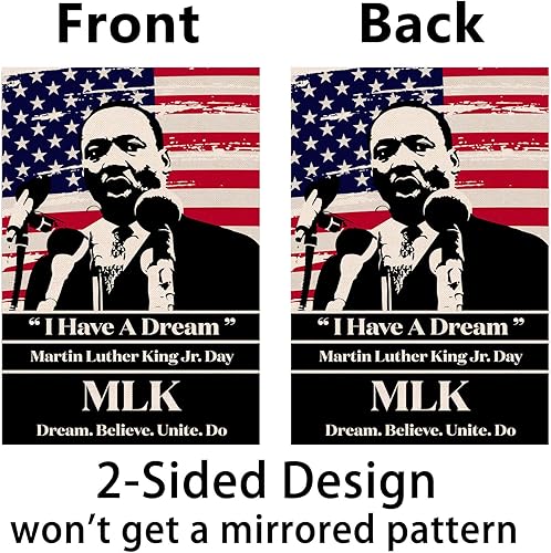 Miniatura 5 de Nepnuser Martin Luther King Jr Speech - Bandera de jardín con texto en inglés "I Have A Dream Quote Signs Civil Rights Movement Decor Double Sided