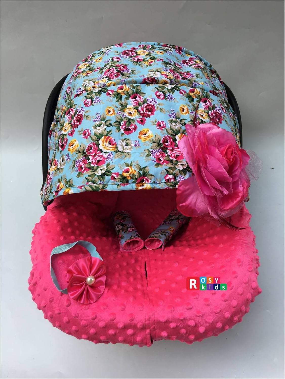 Rosy Kids Infant Carseat Canopy Cover 3 Pc Whole Caboodle Baby Car Seat Cover Kit Floral Print C010100
