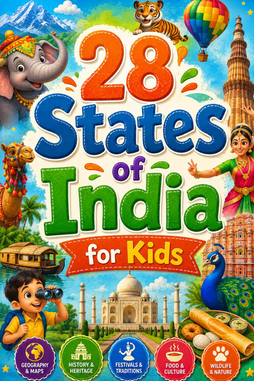 28 States of India for Kids: Fun Facts, Geography, Culture, History, Festivals, Food, Wildlife, Famous Places, Maps, Traditions, Indian Heritage and ... Across Every State of India for Young Readers