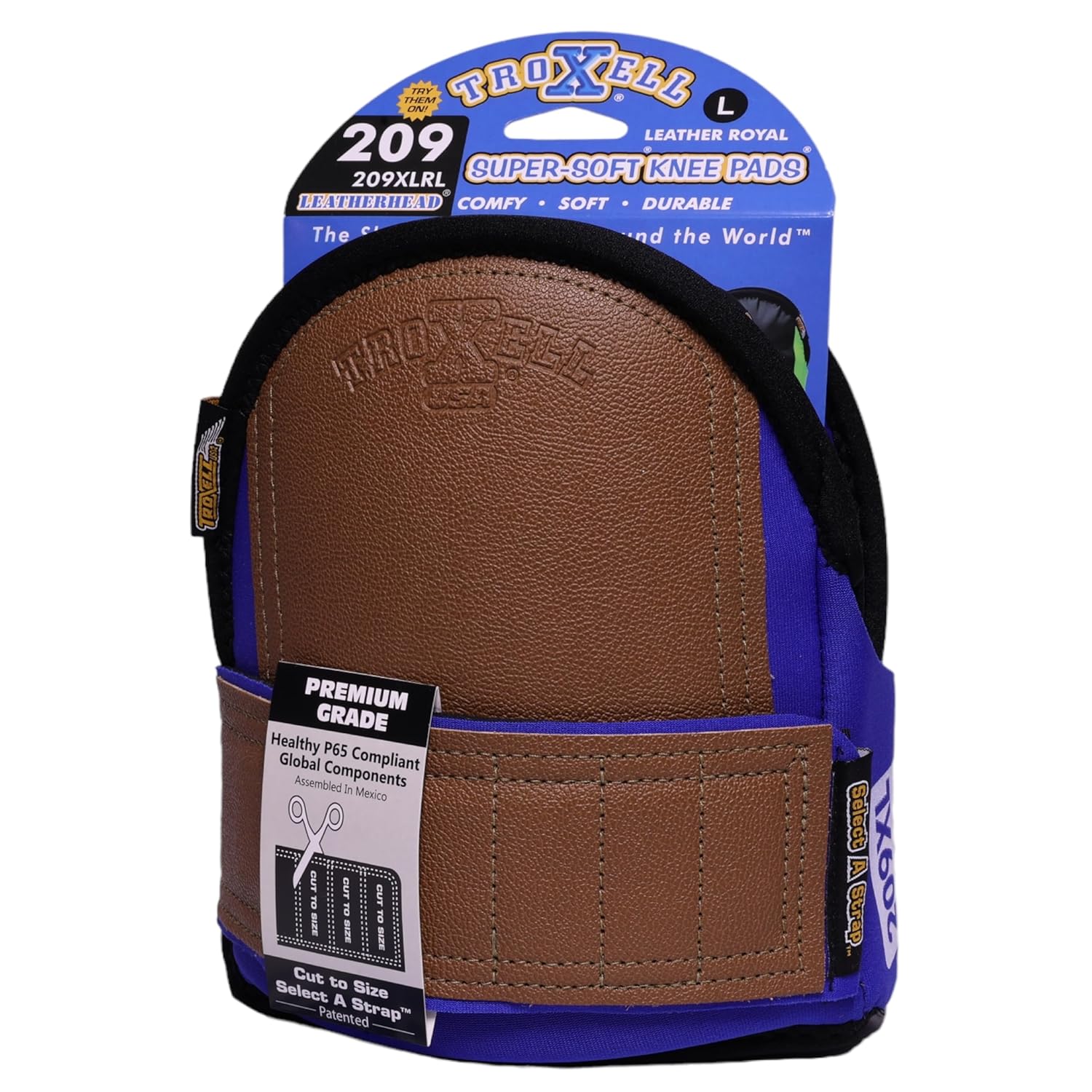 TROXELL USA SuperSoft Leatherhead Kneepads - (Large Size/Royal Blue)