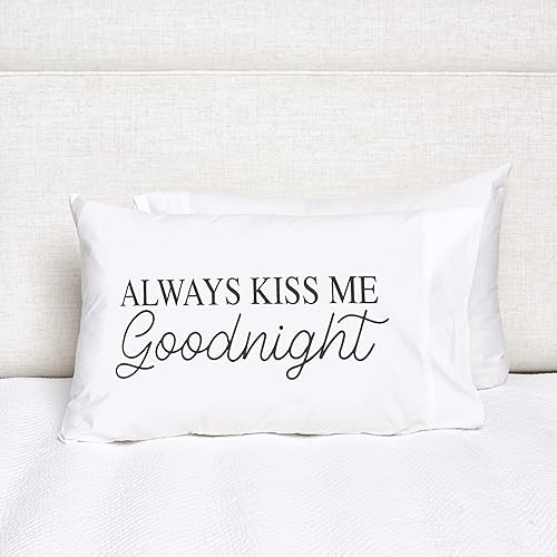 Miniatura 2 de C&F Home Always Kiss Me Goodnight - Funda de almohada para dormitorio, dormir, fundas de almohada estampadas decorativas, románticas, para cónyuge o