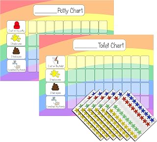 kids2learn Potty Training Reward Chart Toilet Training Reward Chart & 270 Stickers for toddlers - Rainbow Design - For Boys Girls