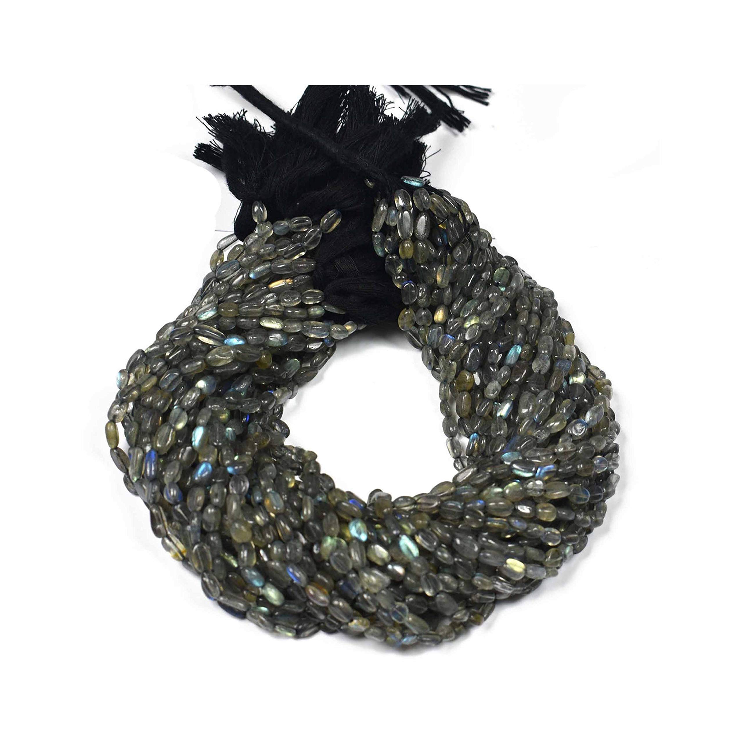 Labradorite naturelle perles ovales lisses pour collier sans défaut