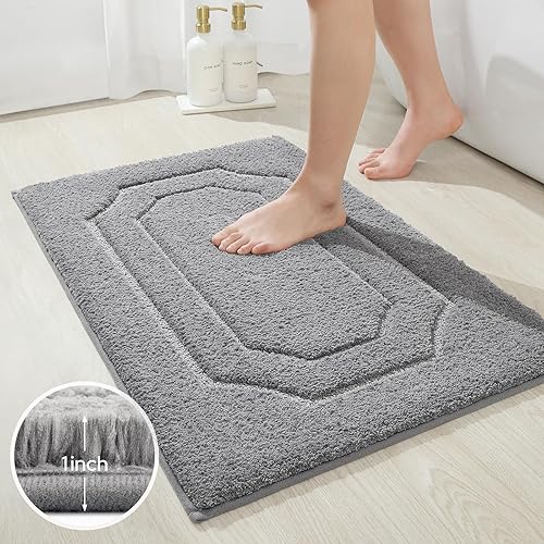 Miniatura 7 de HOMEIDEAS Juego de alfombras de baño de 2 piezas, alfombra de baño de felpa de microfibra extra suave y absorbente con respaldo antideslizante