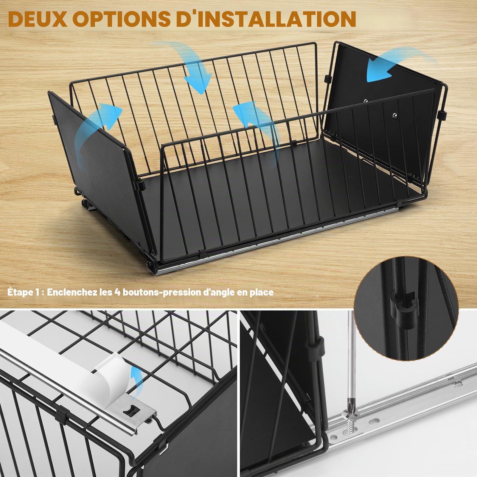 Lot de 2 Tiroir Coulissant Cuisine Extensible - Organisateur de Tiroir et Placard Sans Perçage, en Acier Inoxydable, 40 x 24 x 17 cm, Charge 20kg - Rangement pour Couverts, Épices, Bocaux