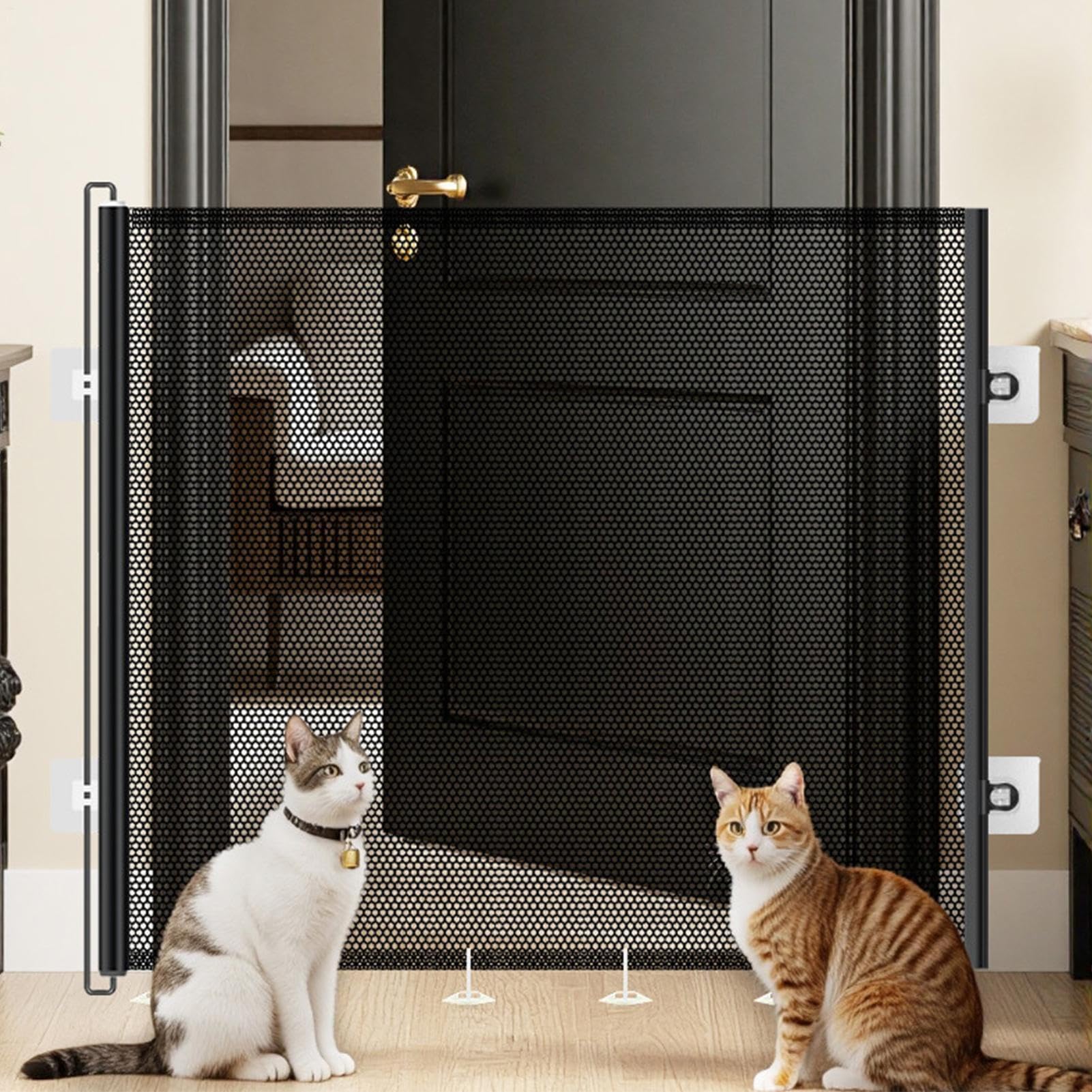 Retractable Dog Gate, barriera di protezione per gatti alta 76 cm, recinzione di protezione per bambini, per casa, corridoio, scale, balcone, bagno, terrazza,