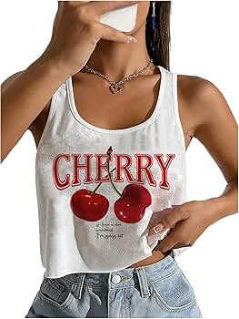 トップス Cherry Pattern Strap Top Cherry Cherry Tie Strap Top – Clothe Boutique