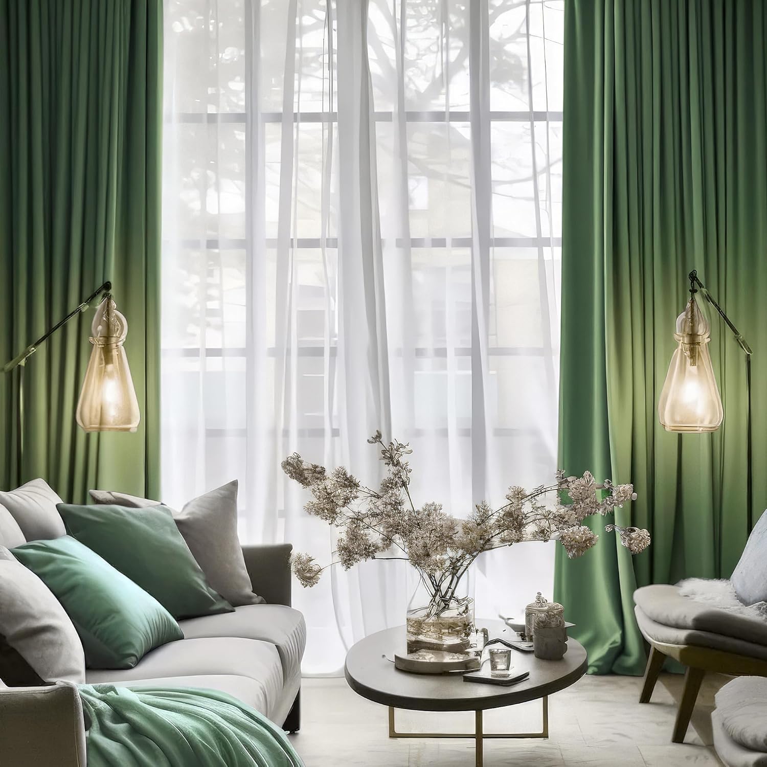 FMFUNCTEX Velvet Blackout Curtains Sage Green Thermal Insulated Curtains for Bedroom Living Room Darkening Curtains 72 Inches Long Soft Luxury Heavy Rod Pocket Sage Drapes Dining Room 2 Panels Set